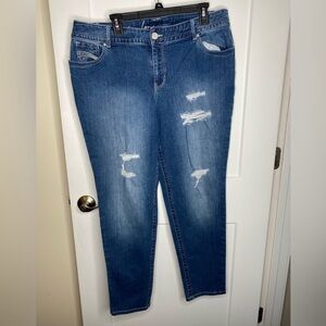 Lane Bryant Cropped Ankle Distressed Blue Jeans Women’s Plus Size 18